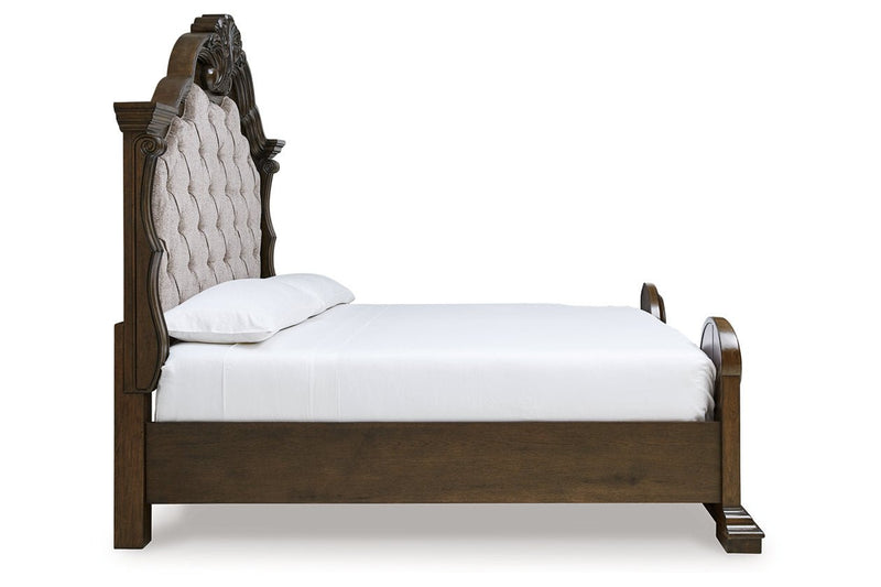 Maylee Dark Brown King Upholstered Bed - Lara FurnitureKing Bed