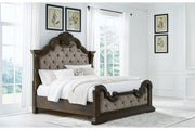 Maylee Dark Brown King Upholstered Bed - Lara FurnitureKing Bed