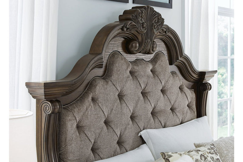 Maylee Dark Brown King Upholstered Bed - Lara FurnitureKing Bed