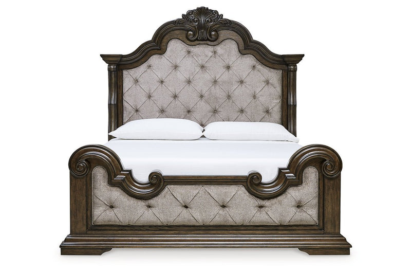 Maylee Dark Brown King Upholstered Bed - Lara FurnitureKing Bed