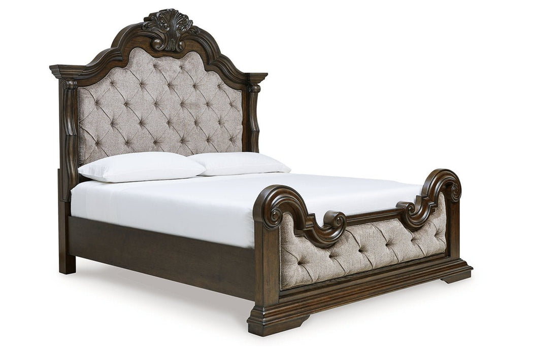 Maylee Dark Brown King Upholstered Bed - Gate FurnitureKing Bed