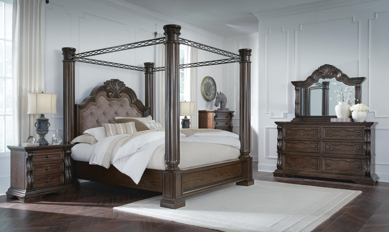 Maylee Dark Brown Queen Canopy Bed - B947B8