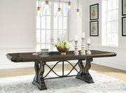 Maylee Dining Table and 10 Chairs with Storage in Dark Brown from Ashley - Lara Furniture