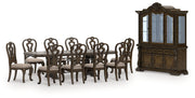Maylee Dining Table and 10 Chairs with Storage in Dark Brown from Ashley - Lara Furniture