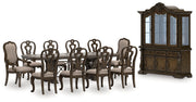 Maylee Dining Table and 10 Chairs with Storage in Dark Brown from Ashley - Lara Furniture