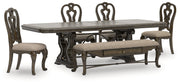 Maylee Dining Table and 4 Chairs and Bench in Dark Brown from Ashley - Lara Furniture