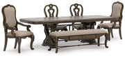 Maylee Dining Table and 4 Chairs and Bench in Dark Brown from Ashley - Lara Furniture