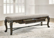Maylee Dining Table and 4 Chairs and Bench in Dark Brown from Ashley - Lara Furniture