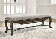 Maylee Dining Table and 4 Chairs and Bench with Storage in Dark Brown from Ashley - Lara Furniture