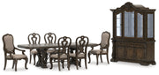 Maylee Dining Table and 6 Chairs with Storage in Dark Brown from Ashley - Lara Furniture
