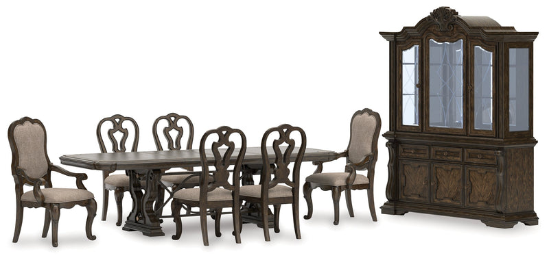 Maylee Dining Table and 6 Chairs with Storage in Dark Brown from Ashley - Lara Furniture