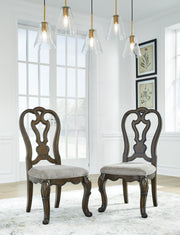 Maylee Dining Table and 6 Chairs with Storage in Dark Brown from Ashley - Lara Furniture