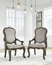 Maylee Dining Table and 6 Chairs with Storage in Dark Brown from Ashley - Lara Furniture
