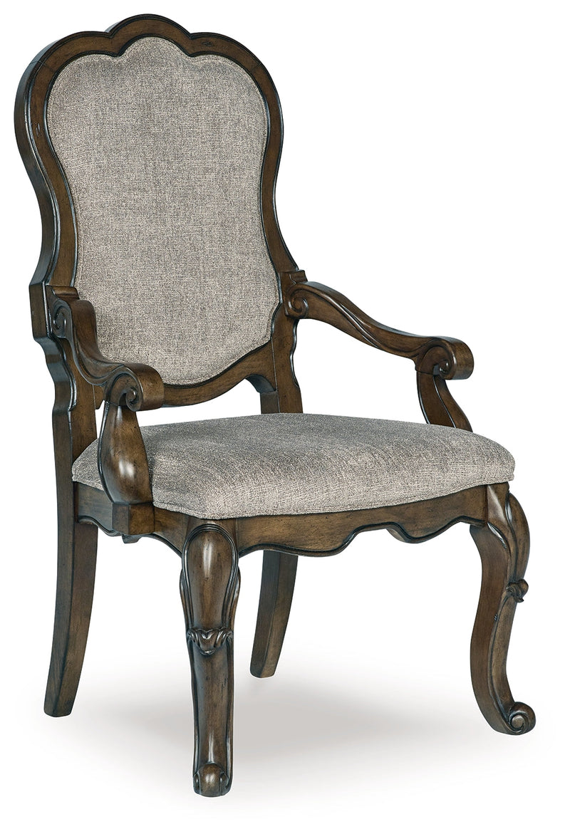 Maylee Dining Table and 6 Chairs with Storage in Dark Brown from Ashley - Lara Furniture