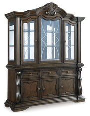 Maylee Dining Table and 8 Chairs with Storage in Dark Brown from Ashley - Lara Furniture