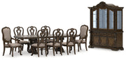 Maylee Dining Table and 8 Chairs with Storage in Dark Brown from Ashley - Lara Furniture
