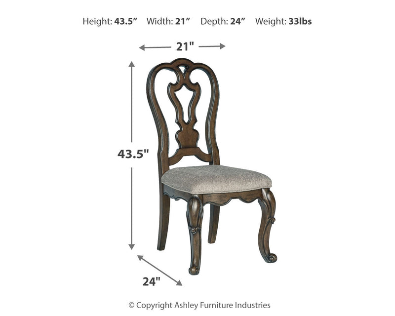 Maylee Dining Table and 8 Chairs with Storage in Dark Brown from Ashley - Lara Furniture