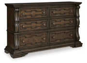 Maylee King Canopy Bed, Dresser and Nightstand in Dark Brown - PKG022427