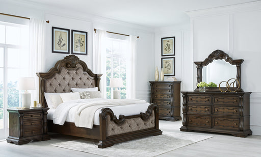 Maylee King Upholstered Bed with Dresser and Nightstand in Dark Brown - Gate FurnitureBedroom Set