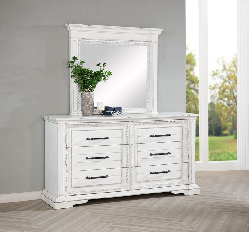 McKinney 6-drawer Bedroom Dresser with Mirror Vintage White - 215873M