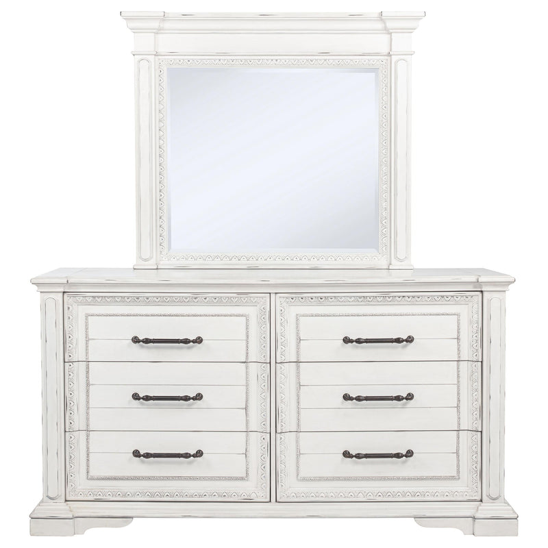 McKinney 6-drawer Bedroom Dresser with Mirror Vintage White - 215873M