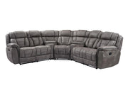 Megan – Manual reclining sectional with reclining wedge seat. Includes a wedge featuring a storage console and stainless steel cupholders. - S434-Sectional
