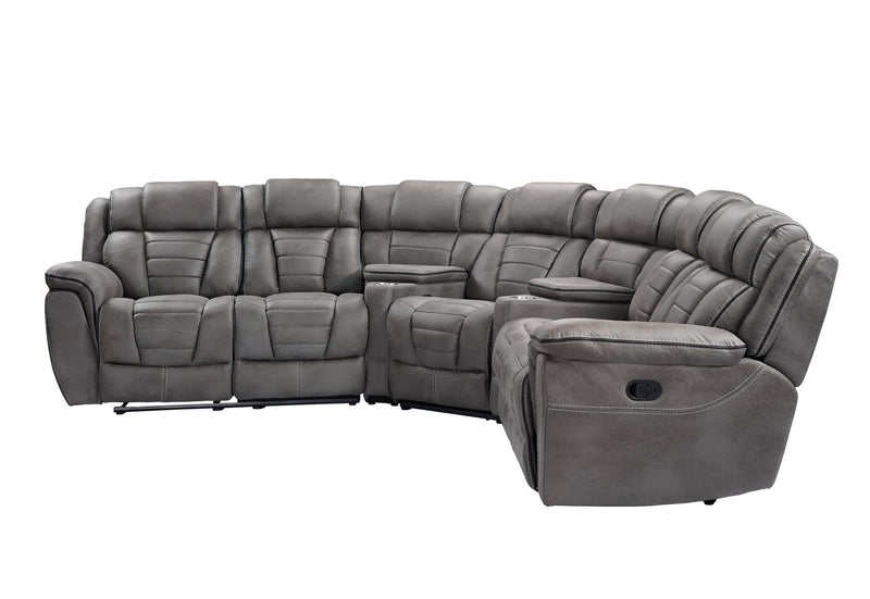 Megan – Manual reclining sectional with reclining wedge seat. Includes a wedge featuring a storage console and stainless steel cupholders. - S434-Sectional