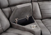 Megan – Manual reclining sectional with reclining wedge seat. Includes a wedge featuring a storage console and stainless steel cupholders. - S434-Sectional