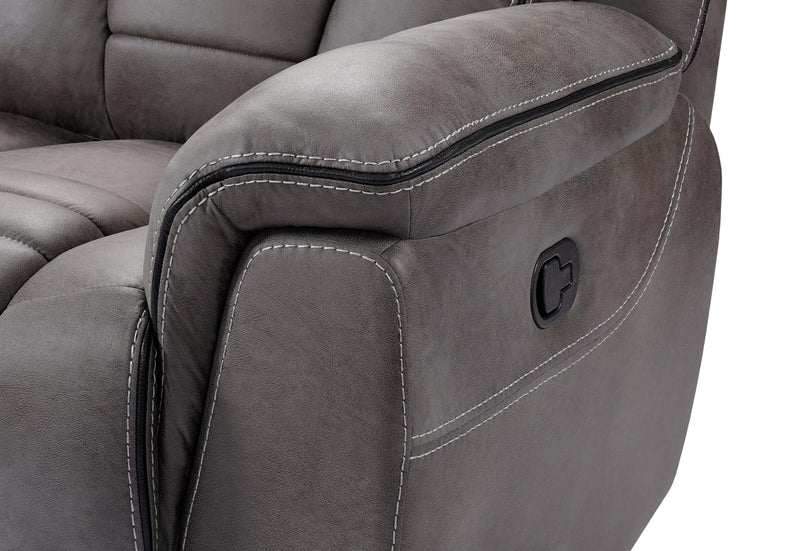 Megan – Manual reclining sectional with reclining wedge seat. Includes a wedge featuring a storage console and stainless steel cupholders. - S434-Sectional