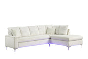 Melina - 2PC Beige L Shaped Upholstered Sectional With LED - S572-Sectional