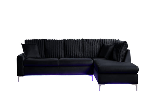 Melina - 2PC Black L Shaped Upholstered Sectional with LED - S570-Sectional