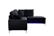 Melina - 2PC Black L Shaped Upholstered Sectional with LED - S570-Sectional