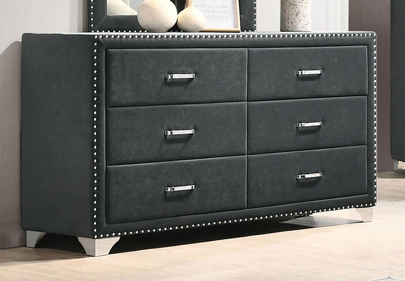 Melody 6-drawer Upholstered Dresser Grey - 223383
