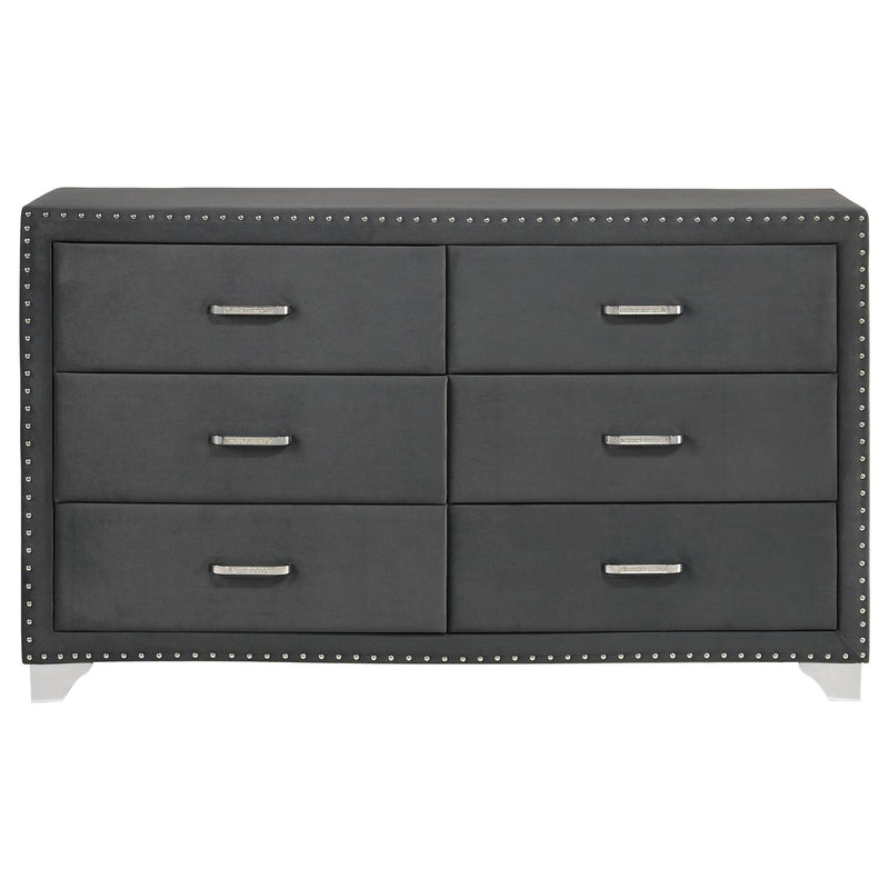 Melody 6-drawer Upholstered Dresser Grey - 223383