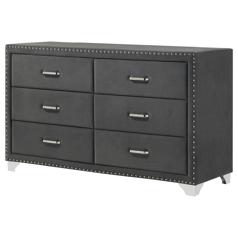 Melody 6-drawer Upholstered Dresser Grey - 223383