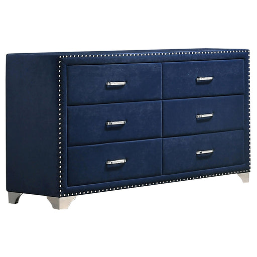 Melody 6-drawer Upholstered Dresser Pacific Blue - 223373