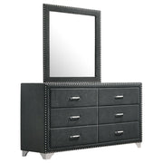 Melody 6-drawer Upholstered Dresser with Mirror Grey - 223383M