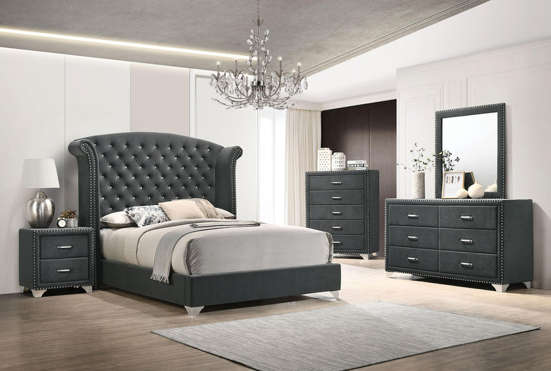 Melody 6-drawer Upholstered Dresser with Mirror Grey - 223383M