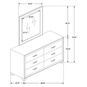 Melody 6-drawer Upholstered Dresser with Mirror Pacific Blue - 223373M