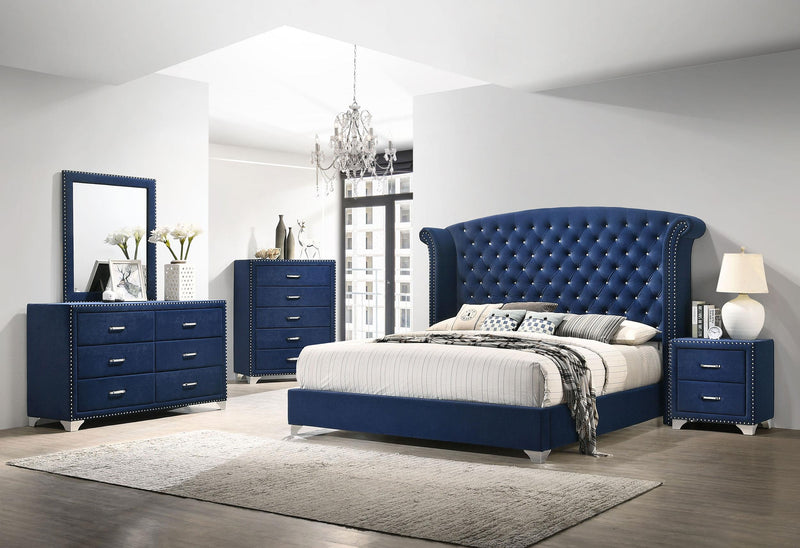 Melody 6-drawer Upholstered Dresser with Mirror Pacific Blue - 223373M