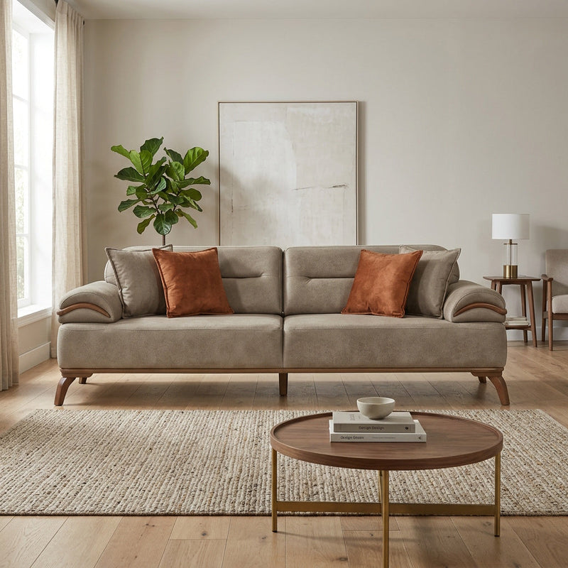 Mia 4-pieces (2 Sofa & 2 Chair) Livingroom Set Beige in Beige - 101-MIA-ALA03-3311