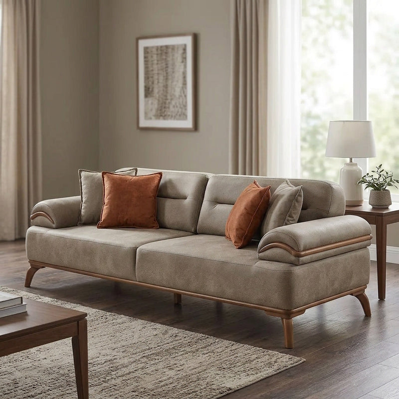 Mia 4-pieces (2 Sofa & 2 Chair) Livingroom Set Beige in Beige - 101-MIA-ALA03-3311