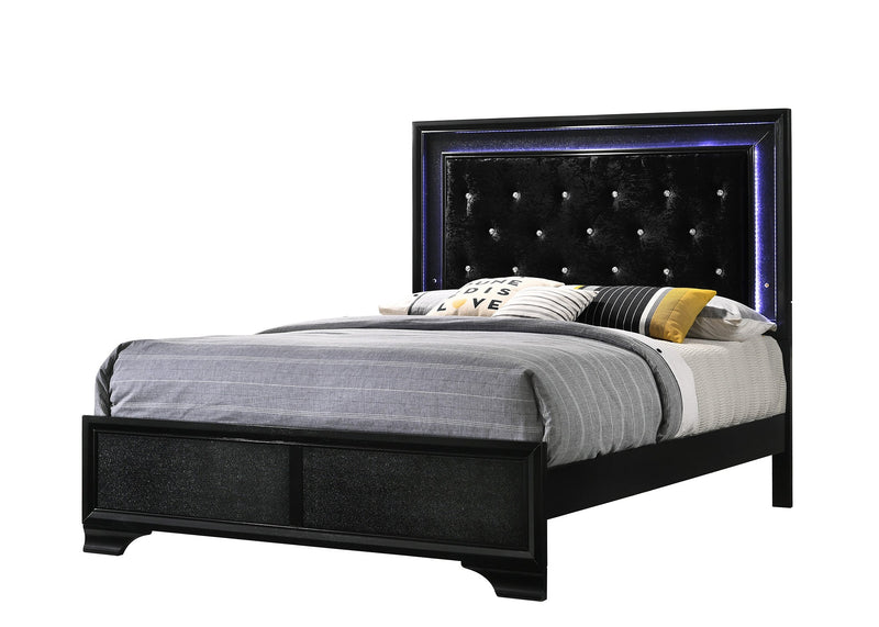 Micah Black LED Upholstered Panel Youth Bedroom Set - Lara FurnitureYouth Bedroom Set