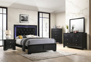 Micah Black LED Upholstered Panel Youth Bedroom Set - Lara FurnitureYouth Bedroom Set