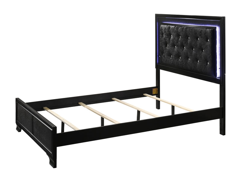 Micah Black LED Upholstered Panel Youth Bedroom Set - Lara FurnitureYouth Bedroom Set