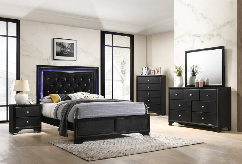 Micah Black LED Youth Panel Bedroom Set - Lara FurnitureYouth Bedroom Set