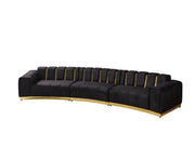 Michelle Black Velvet 3 - Piece Curved 165" Sectional [ETA: 3/15] - Lara FurnitureSectional