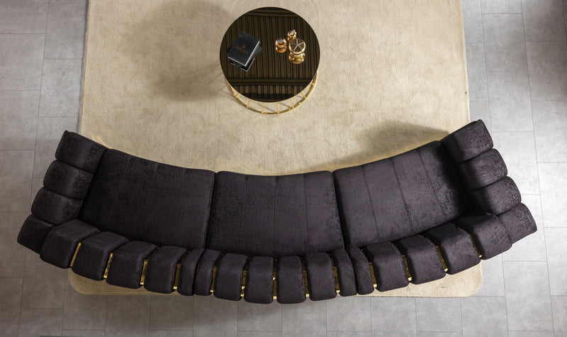 Michelle Black Velvet 3 - Piece Curved 165" Sectional [ETA: 3/15] - Lara FurnitureSectional