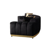 Michelle Black Velvet 3 - Piece Curved 165" Sectional [ETA: 3/15] - Lara FurnitureSectional