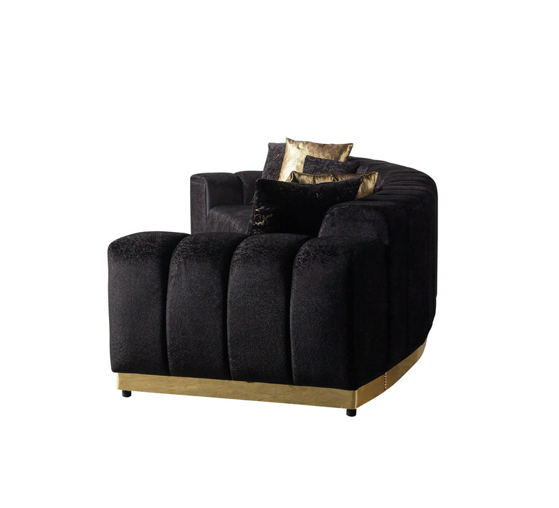 Michelle Black Velvet 3 - Piece Curved 165" Sectional [ETA: 3/15] - Lara FurnitureSectional
